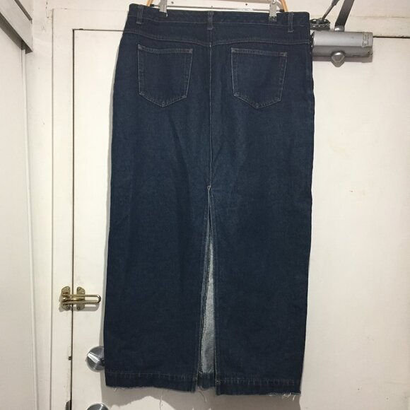 VINTAGE CONTRAST JEANS MAXI SKIRTS SIZE 15 - Picture 3 of 7